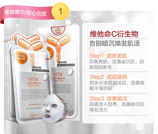 韩国美迪惠尔MEDIHEAL维生素面膜 10片/盒JPY带授权招加盟代理 商品图3