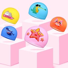 【运动装备】儿童泳帽防水护发PU涂层泳帽可爱卡通游泳帽