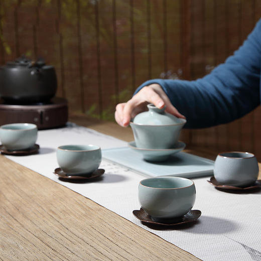 陶瓷功夫茶具.汝窑三才杯大号泡茶碗 商品图3