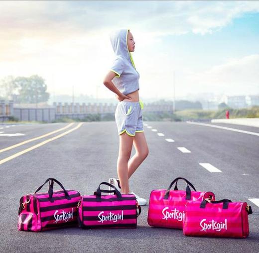 【游泳包】。独立鞋袋pink条纹健身包旅行斜跨包手提行李袋瑜珈包防水游泳包女 商品图0