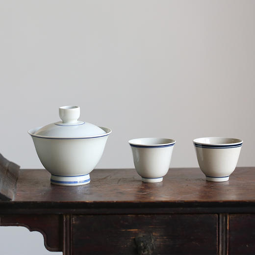 陶瓷茶具套装.手绘青花玄纹功夫茶具.盖碗+品茗杯 商品图2