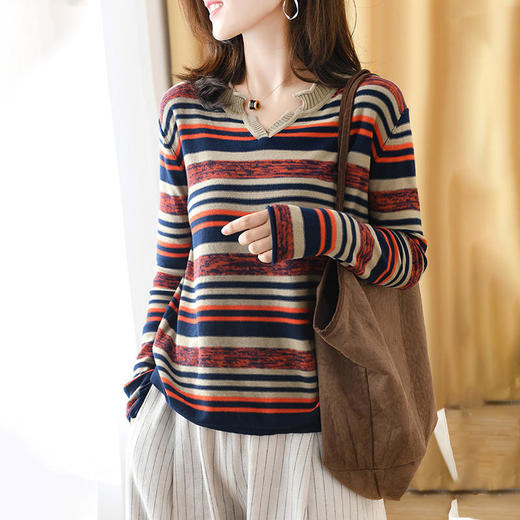 2019新款宽松条纹时尚内搭薄款针织上衣打底衫 yd958 - 美衣聚品女装