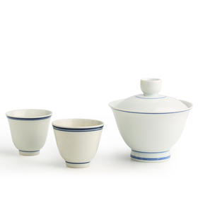 陶瓷茶具套装.手绘青花玄纹功夫茶具.盖碗+品茗杯