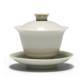 陶瓷功夫茶具.草木灰釉敬茶碗.小号带底托盖碗