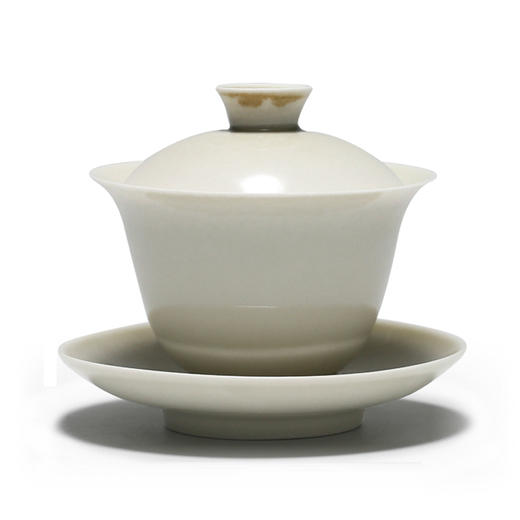 陶瓷功夫茶具.草木灰釉敬茶碗.小号带底托盖碗 商品图0
