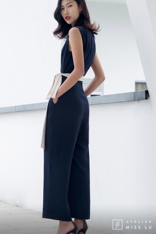 AtelierMissLu / Melissa-三色拼接侧带连身裤 商品图13