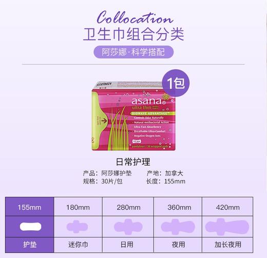 阿莎娜超薄棉面护垫15.5cm30P 商品图2
