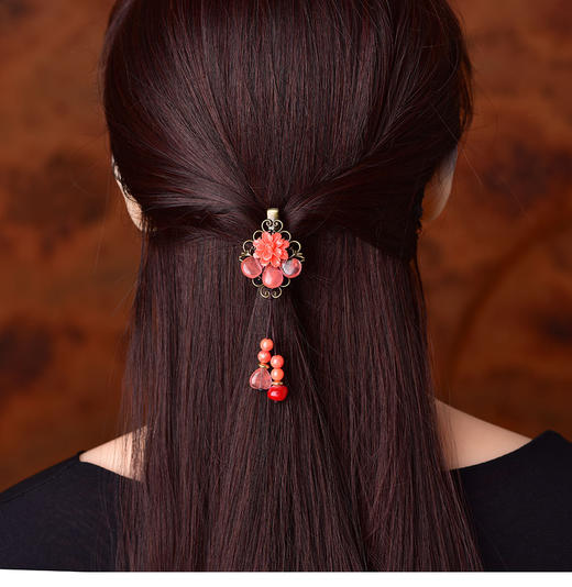 CZYH-民族风饰品粉晶古典丸子头饰发卡淑女顶夹边夹 商品图1