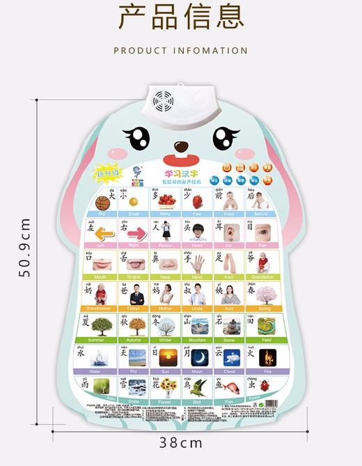 智恩堡儿童拼音有声挂图早教发声玩具宝宝认知启蒙按图发声挂图JPY带授权招加盟代理 商品图11