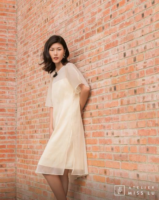 AtelierMissLu / Shirley-奶绵白薄纱吊带两件式连身裙 商品图10