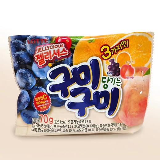 乐天混合水果味QQ糖70g韩国进口零食橙子葡萄桃子味软糖 商品图0