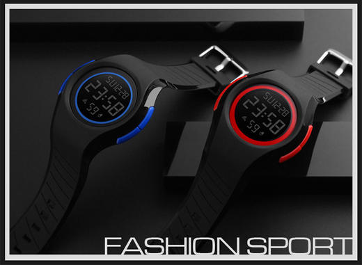 【授权商品】时刻美手表男学生初中儿童防水青少年户外多功能电子表闹钟夜光1269黑色/红色/蓝色JPY带授权招加盟代理 商品图7