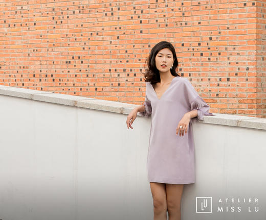 AtelierMissLu / Eileen-香芋紫袖口流苏V领连身裙 商品图13