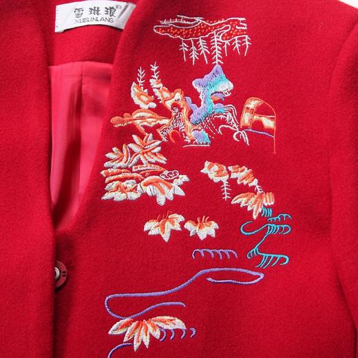 FLO-F187-02秋季新款秋冬重工刺绣民族风女装绣花修身款羊毛呢子大衣羊毛风衣 商品图4