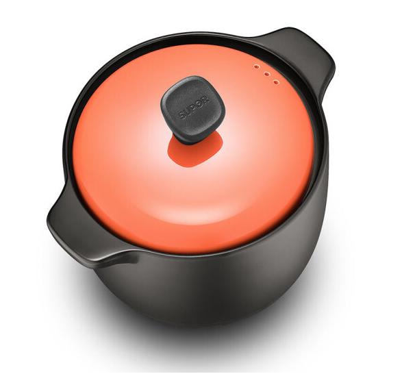 苏泊尔(supor)彩享系列聚能陶瓷养生煲tb60g1 燃气灶锅具 6.0l夏橙