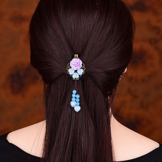 CZYH-民族风饰品粉晶古典丸子头饰发卡淑女顶夹边夹 商品图2