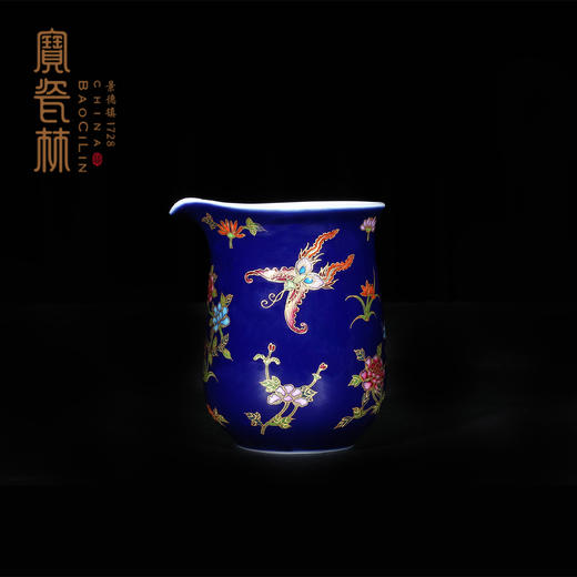 宝瓷林祭蓝釉珐琅彩花蝶石榴杯6头茶具 商品图3