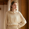 欧芮儿新品荷叶领长袖短款毛衣女宽松外穿慵懒针织衫上衣 商品缩略图1