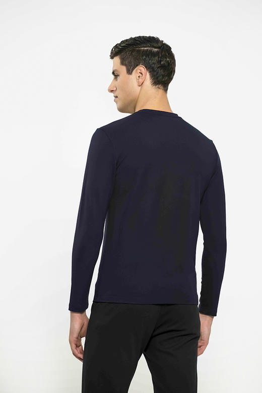 callisto藏青莫代尔混纺长袖T恤 FOTSL013NA 商品图4