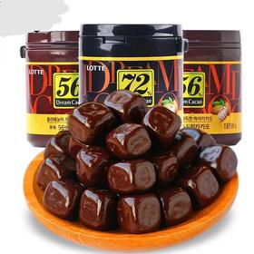 进口韩国56%梦巧克力乐天72%黑巧克力灌装巧克力豆休闲零食86g
