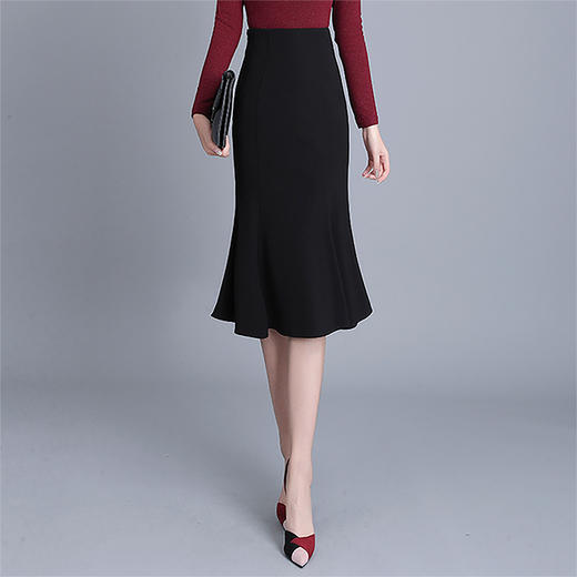 SX-924秋冬时尚新款弹力高腰半身裙中长包臀裙 商品图0
