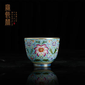 宝瓷林绿地珐琅彩描金直口杯