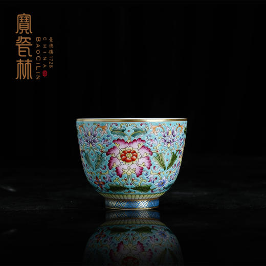 宝瓷林绿地珐琅彩描金直口杯 商品图0