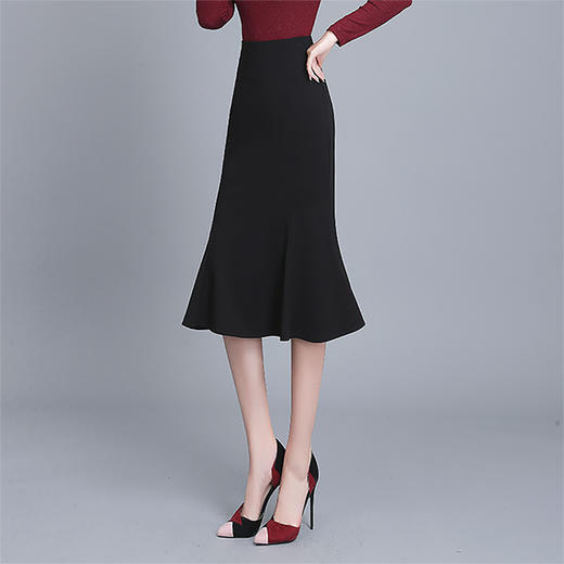 SX-924秋冬时尚新款弹力高腰半身裙中长包臀裙 商品图1