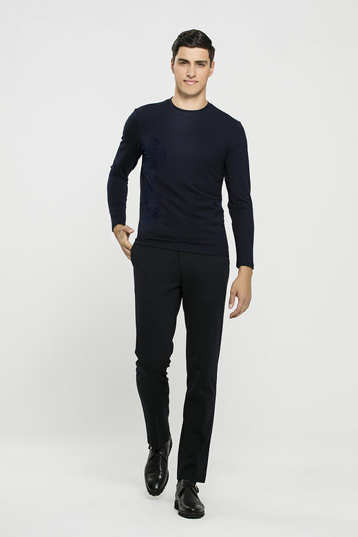 callisto藏青莫代尔混纺长袖T恤 FOTSL013NA 商品图2