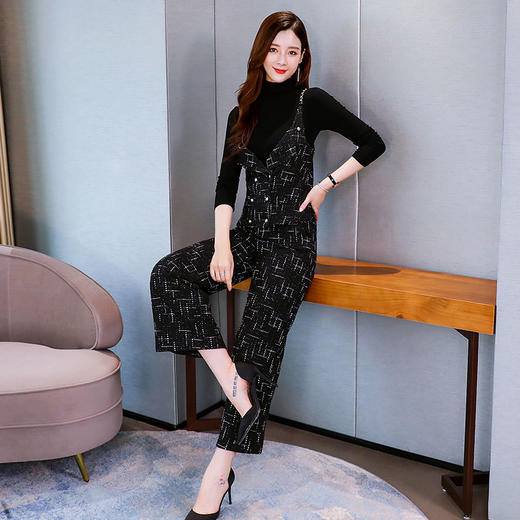 CQ  SYY1965时尚三件套粗纺背带上衣加阔腿裤 商品图1