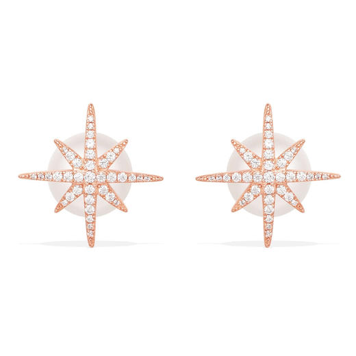 双11【香港直邮】法国 APM Monaco 粉色大星星珍珠耳钉 RE10285XPL 商品图0