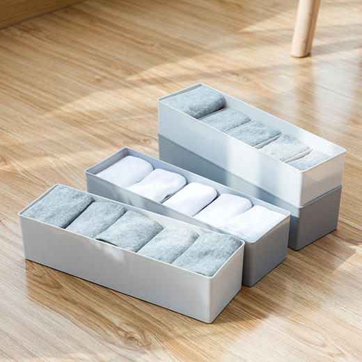 袜子收纳盒 居家多格（颜色随机）塑料内衣内裤抽屉  整理盒  五格文具  桌面收纳盒 商品图3