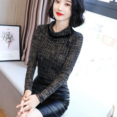 MZ3859加绒加厚打底衫半高领长袖闪光丝内搭上衣 商品图3