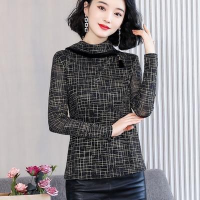 MZ3859加绒加厚打底衫半高领长袖闪光丝内搭上衣 商品图2