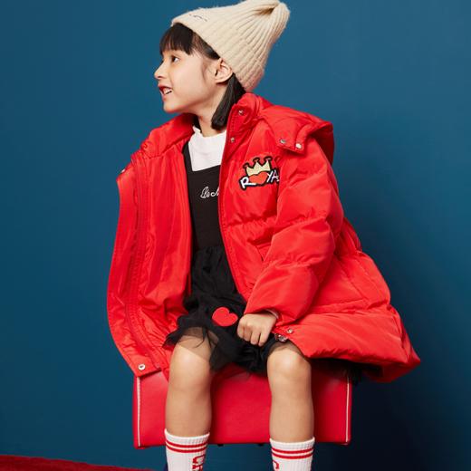 MQD女童冬季甜美皇冠字母中长羽绒服 商品图1