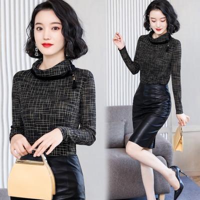 MZ3859加绒加厚打底衫半高领长袖闪光丝内搭上衣 商品图0