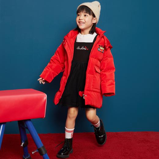 MQD女童冬季甜美皇冠字母中长羽绒服 商品图2