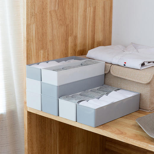 袜子收纳盒 居家多格（颜色随机）塑料内衣内裤抽屉  整理盒  五格文具  桌面收纳盒 商品图2