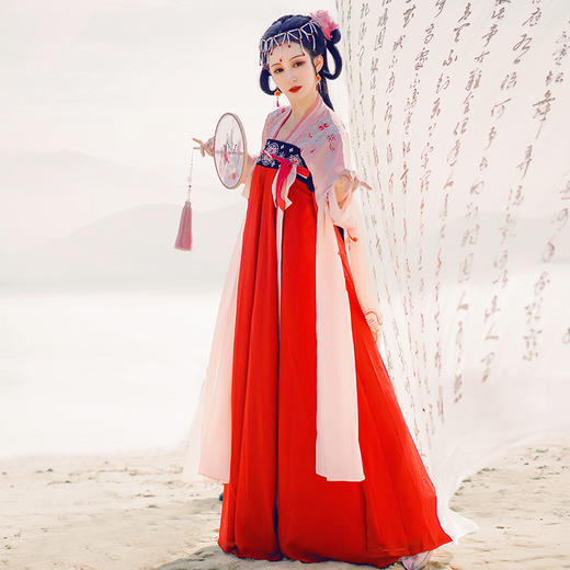 重回汉唐萦妆汉服女刺绣日常对襟齐胸襦裙10破交窬裙6米大摆秋装 商品图2