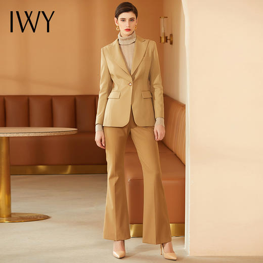 IWY/后开叉衣摆西服焦糖色西装套装女正装OL工作服职业装193028C1+P3-1 商品图1