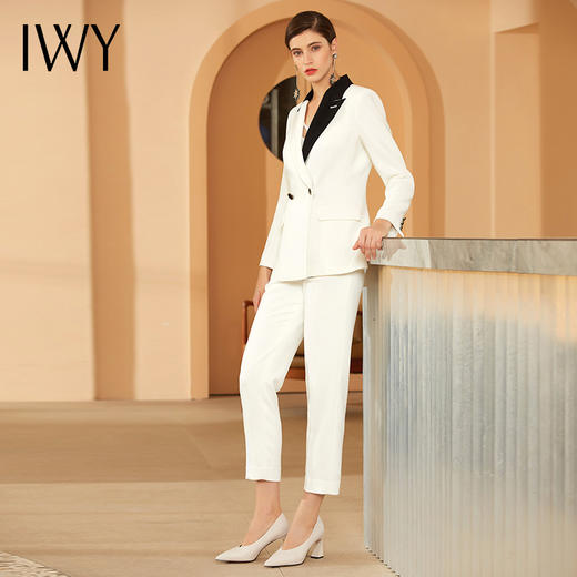 IWY/端庄白色西装套装女职业装气质女神范商务正装面试装西服194072C1+P1-1 商品图2