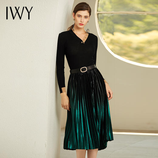 IWY/墨绿色西装套装女丝绒西服套裙百褶裙高端职业装194003C1+S9697-G-1 商品图4