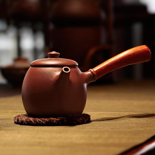 工夫茶具.宜兴名家全手工紫砂壶.原矿紫泥巨轮侧把壶泡茶壶 商品图4