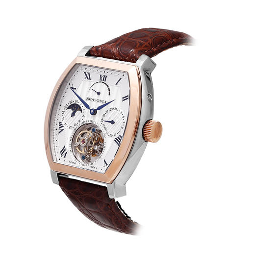 海鸥酒桶型手动陀飞轮多功能金表248117013g