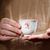 陶瓷功夫茶具.定窑白手绘单莲小茶杯 商品缩略图2