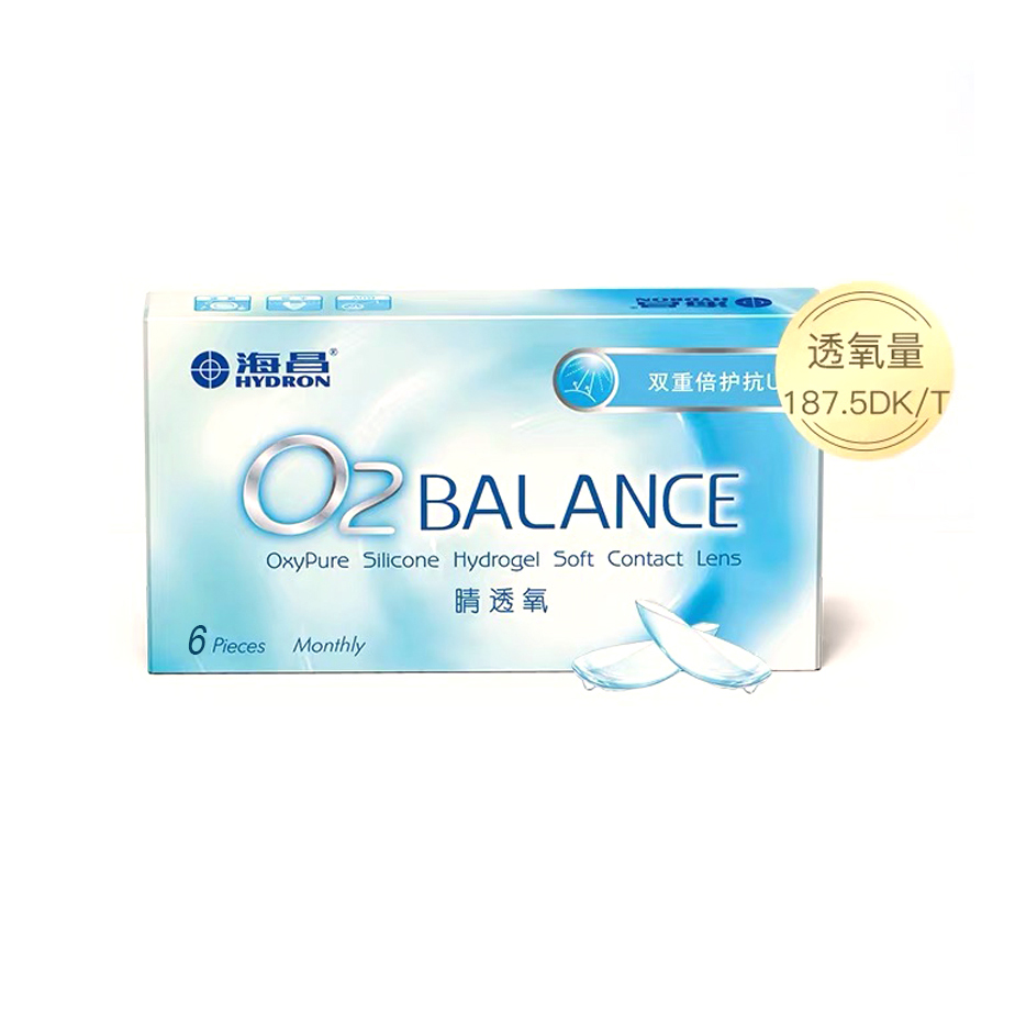 海昌 睛透氧 O2BALANCE月抛6片隐形近视眼镜（隐形下单需定制，7-10个工作日发货）