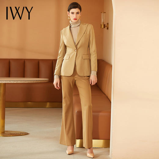 IWY/后开叉衣摆西服焦糖色西装套装女正装OL工作服职业装193028C1+P3-1 商品图0