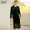 IWY/女士正装套装职业装墨绿色丝绒西装套裙商务装时尚蕾丝裙摆194003C1+Q1-1 商品缩略图0