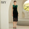 IWY/女士正装套装职业装墨绿色丝绒西装套裙商务装时尚蕾丝裙摆194003C1+Q1-1 商品缩略图3