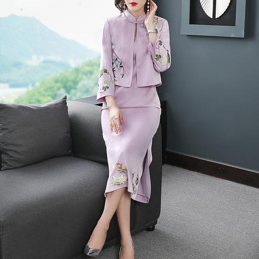 清雅唐装复古改良旗袍两件套中国风汉服茶服套装yfn19335